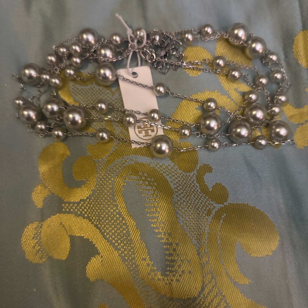 Tory Burch Silver Beaded Necklace